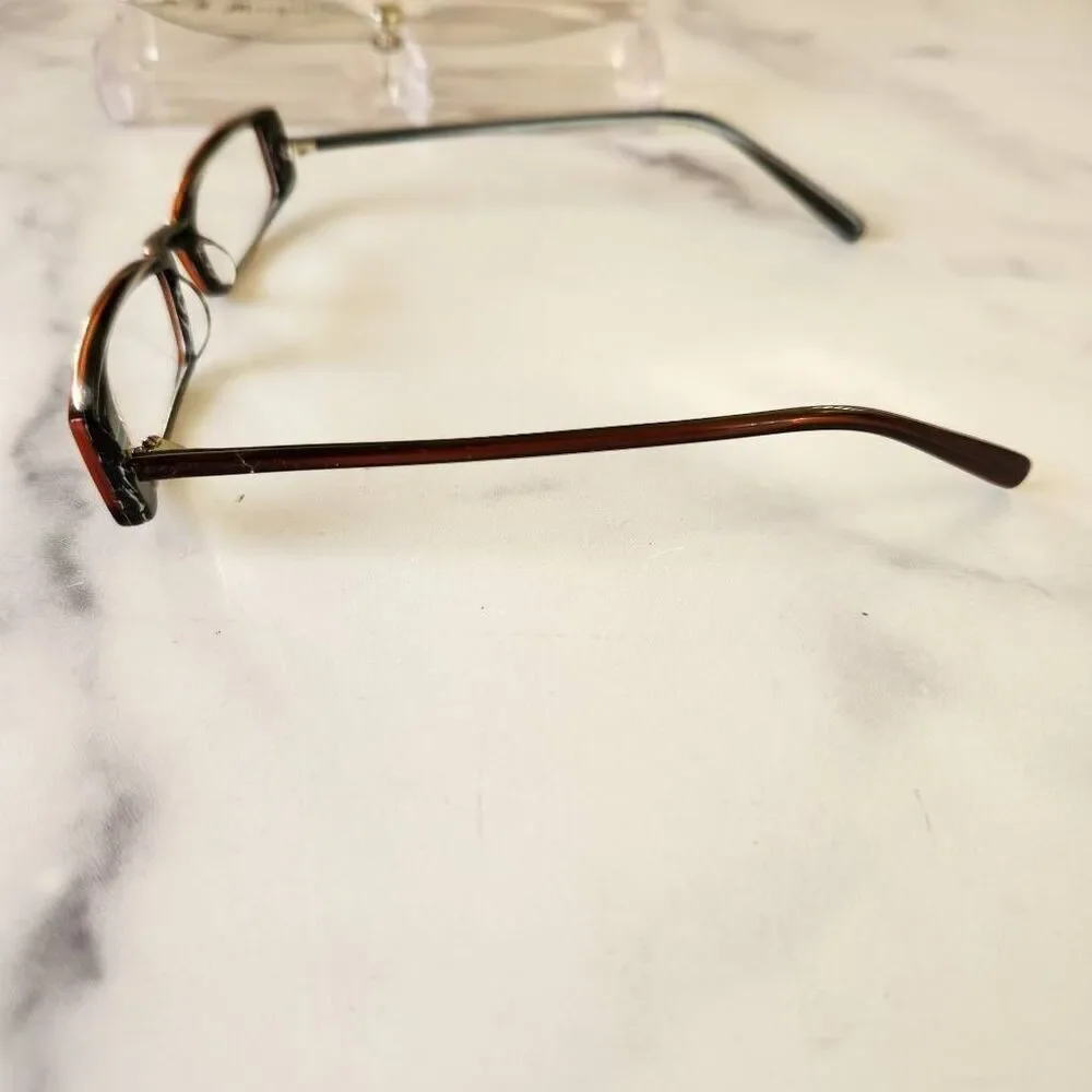 A.J. Morgan dark Amber Brown minimalist eyeglasses reading rectangular - Picture 4 of 5